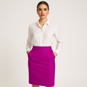 J. Crew The Pencil Skirt Pink Fuchsia Preppy Modern Classic  Quiet Luxury Size 4